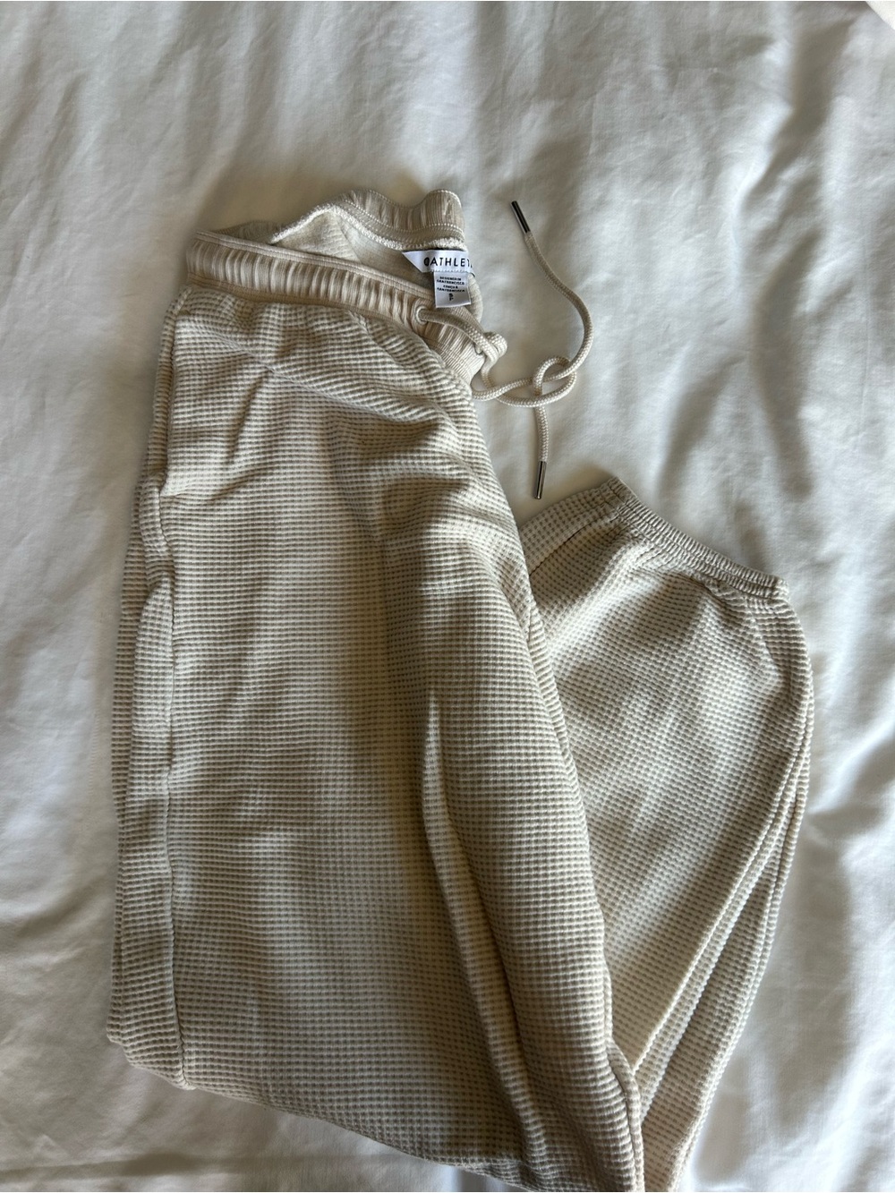 Athleta Women’s Cream Waffle-Knit Joggers with Drawstring